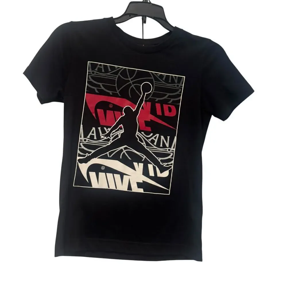 Nike Air Jordan Boy's Athleisure Crewneck T-Shirt Black Size S 12-13